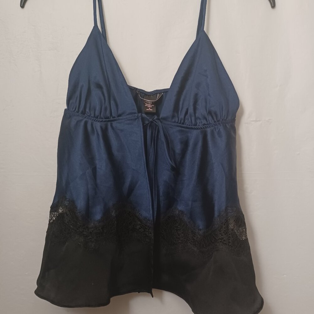 VICTORIA'S SECRET OPEN FRONT LACE TRIM LINGERIE TOP